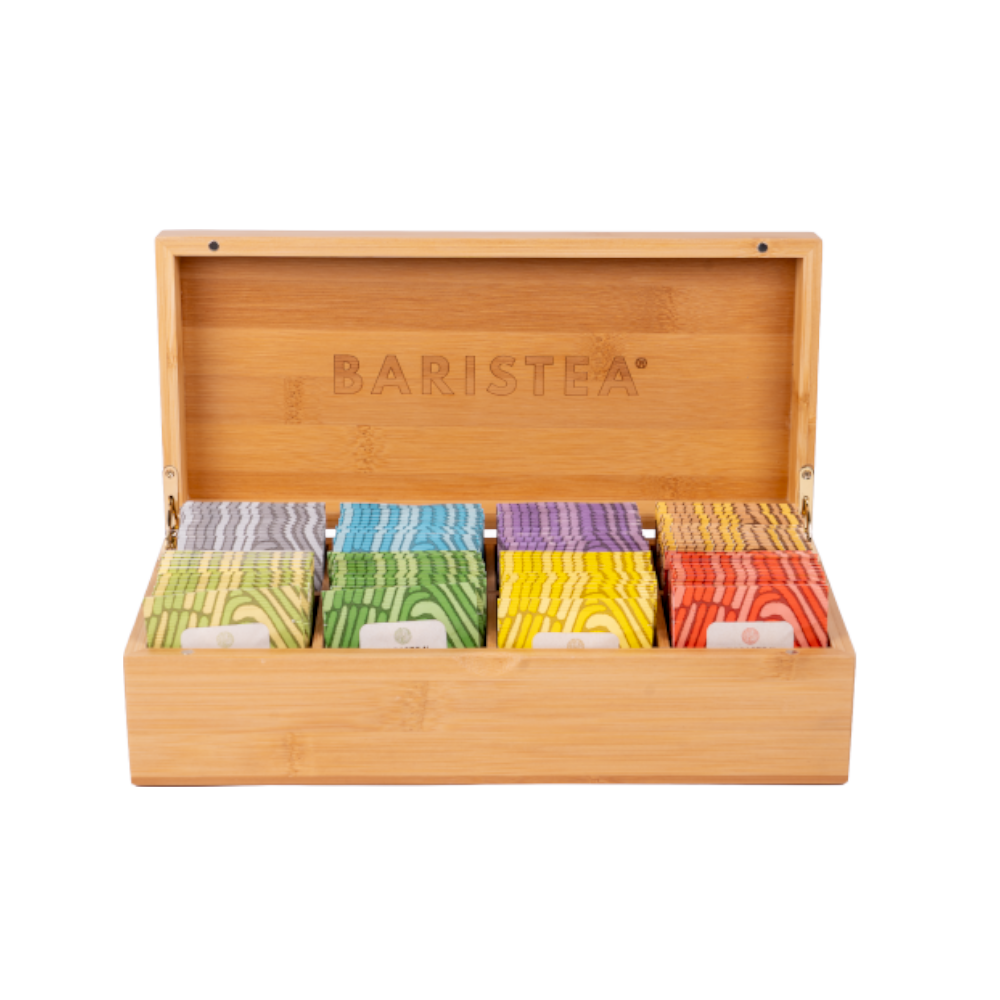 BARISTEA Theekist 8-vaks bamboe gevuld